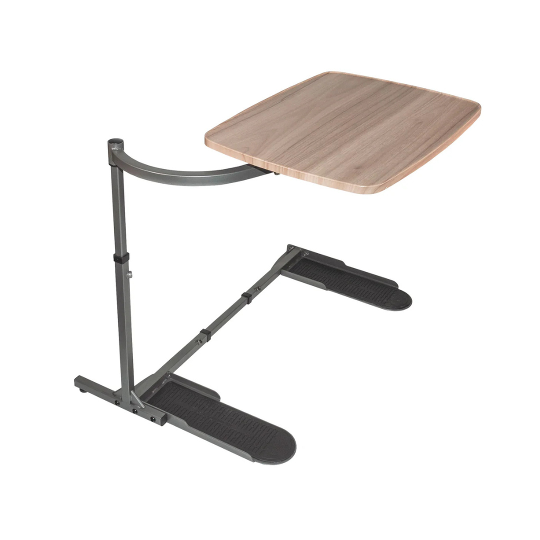 The Stander Wonder Tray is a swivel living room table with a wooden top, sturdy metal frame, and wide base that slides under beds or chairs—ideal as a laptop stand or TV tray for convenient use anywhere.